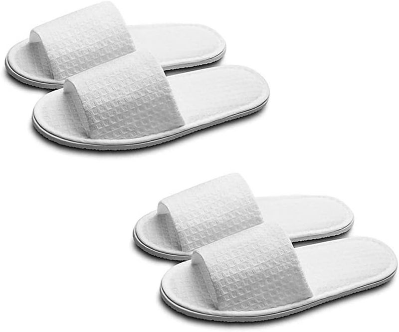 2 Pairs Open Toe Spa Slippers White Spa Hotel Guest Slippers Luxury Soft Hotel Home Guest Slippers Fit Most Men and Women for Spa Party Guest Hotel and Travel