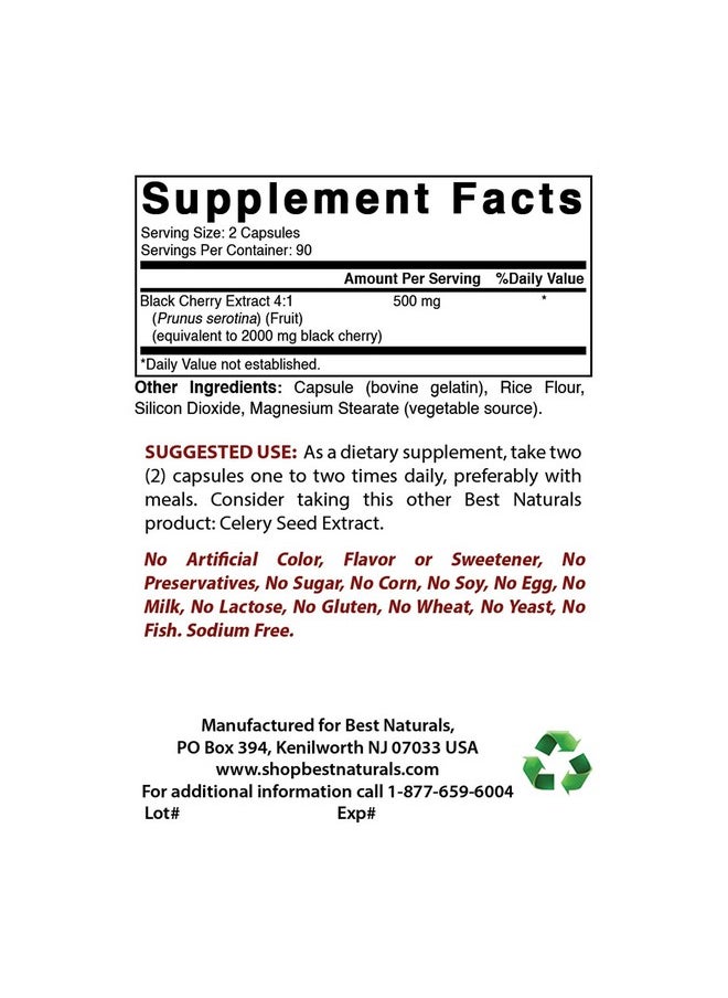 Best Naturals - Black Cherry 1000 Mg Capsule 180 Count - Image 1