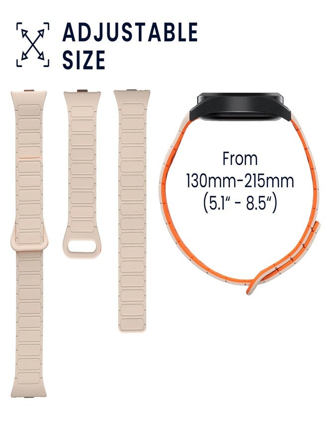 كي دابليو موبايل سوار kwmobile متوافق مع سوار Xiaomi Smart Band 8 Pro/Band 9 Pro/Redmi Watch 5 / Redmi Watch 4 - إغلاق مغناطيسي من السيليكون - مقاس 14-22 سم (5.5-8.7 بوصة) - أبيض/برتقالي - Image 4