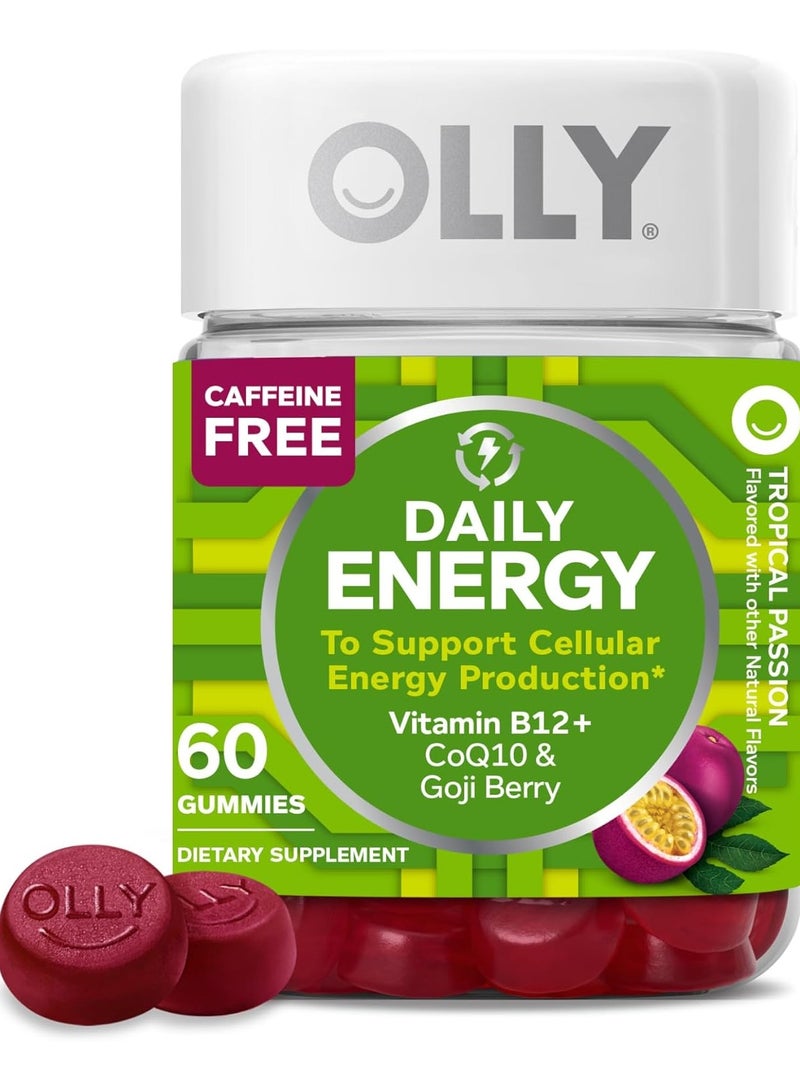 OLLY Daily Energy, Caffeine Free, Tropical Passion, 60 Gummies - Image 1