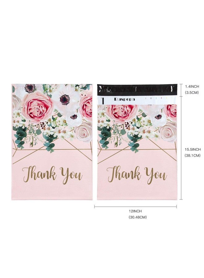 RUSPEPA Poly Mailers Shipping Bags Thank You Notes Flowers Surrounded 3 Mil Heavy Duty Self Seal Mailing Envelopes Pink 12 X 15.5 Inches 50 Pack  - Image 3