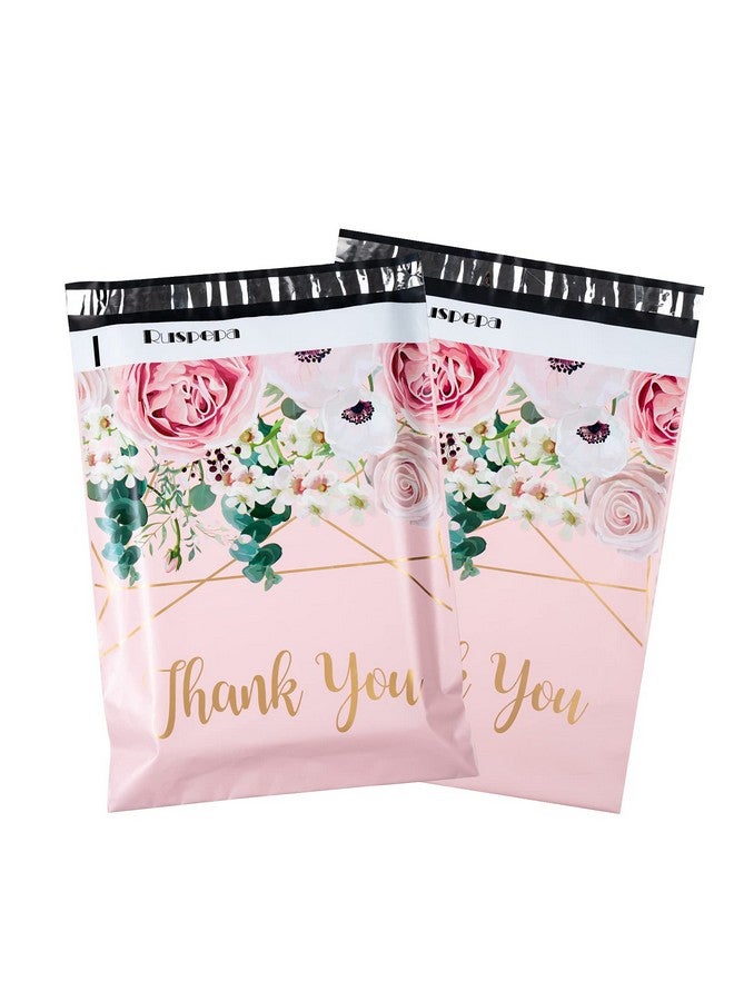 RUSPEPA Poly Mailers Shipping Bags Thank You Notes Flowers Surrounded 3 Mil Heavy Duty Self Seal Mailing Envelopes Pink 12 X 15.5 Inches 50 Pack  - Image 1