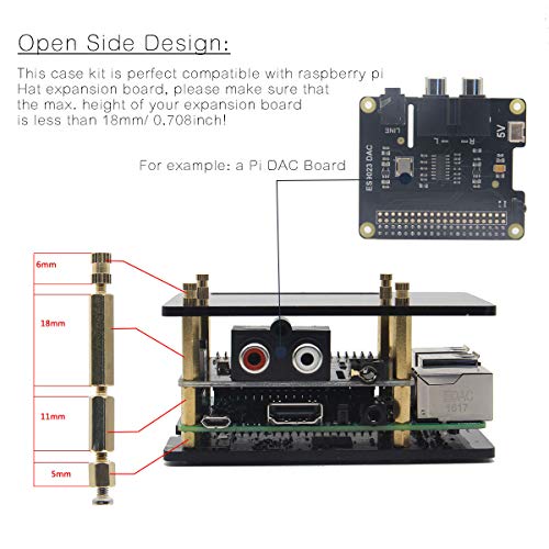 Geekworm Case for Raspberry Pi 4 Universal HAT Size Pi Case DIY Kit Protective Acrylic Case for Pi 54B3B3B2BB and Pi Hat Expansion Board - Image 3