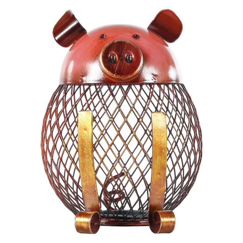 TOOARTS Vintage Piggy Bank Money Bank Metal Coin Holder Coin Money Cash Saving Box for Decoration