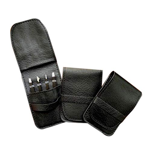 NJ Stainless Steel Slant Tip and Pointed Eyebrow Tweezer Set with travel case, 4 Pcs (Black) - Image 2
