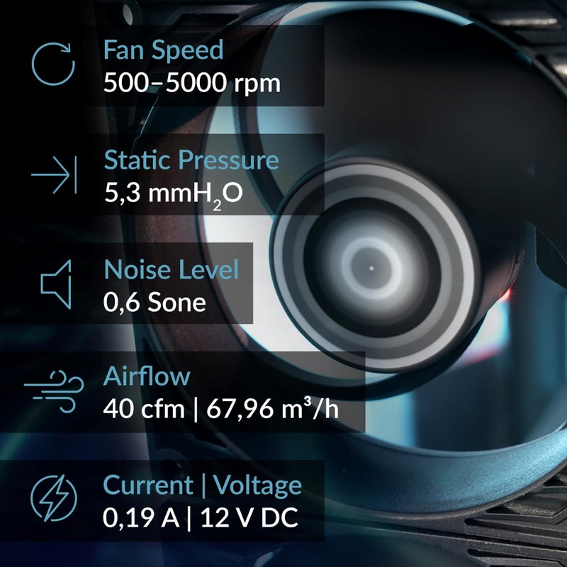 ARCTIC P8 Max - PC Fan, High-Performance 80mm Case Fan, Server Fan, PWM-Controlled 500â€“5000 RPM, Optimised for Static Pressure, 0dB Mode - Black - Image 2