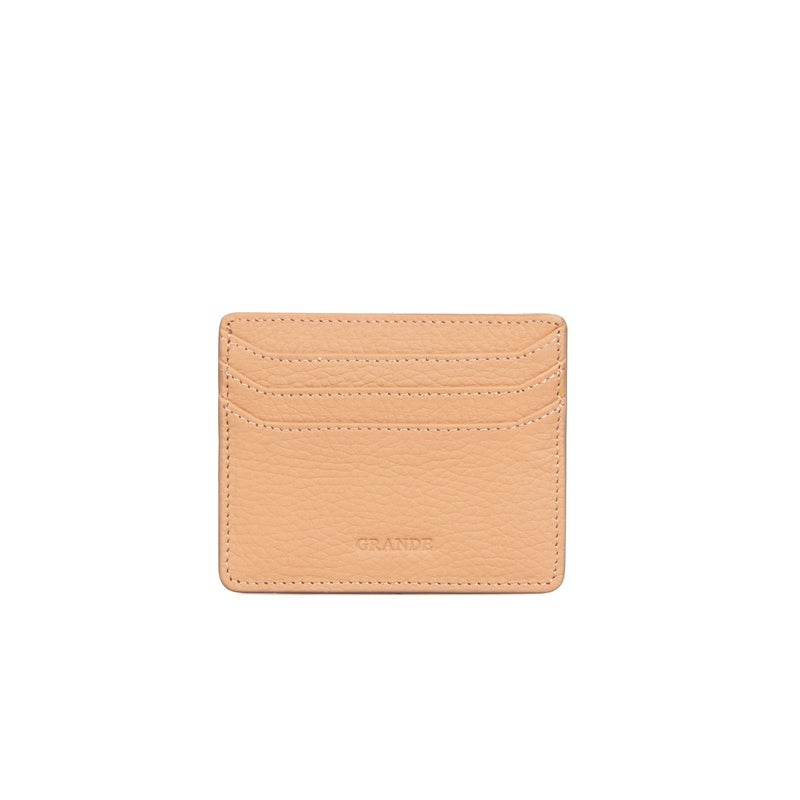 grande 3633 Genuine Leather Card Holder For Women and Men Super Slim Minimalist Small Snap Wallet Cookie - Image 2