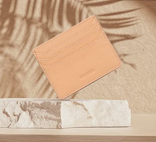 grande 3633 Genuine Leather Card Holder For Women and Men Super Slim Minimalist Small Snap Wallet Cookie - Image 3