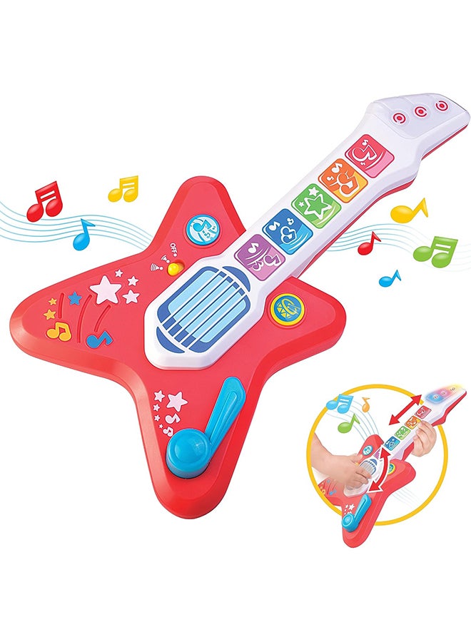 Happy Kids جيتار لمسة السحر ليتل ليرنرز، لعبة موسيقية مضيئة للأطفال مع تحكم في الصوت، آلة موسيقية حساسة للمس للأطفال، 3 أوضاع للعب، هدايا ألعاب للأطفال من 12 18 24 شهر، 1 2 3 سنوات للأولاد والبنات - Image 1