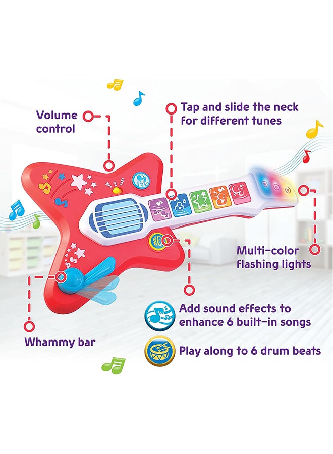 Happy Kids جيتار لمسة السحر ليتل ليرنرز، لعبة موسيقية مضيئة للأطفال مع تحكم في الصوت، آلة موسيقية حساسة للمس للأطفال، 3 أوضاع للعب، هدايا ألعاب للأطفال من 12 18 24 شهر، 1 2 3 سنوات للأولاد والبنات - Image 5