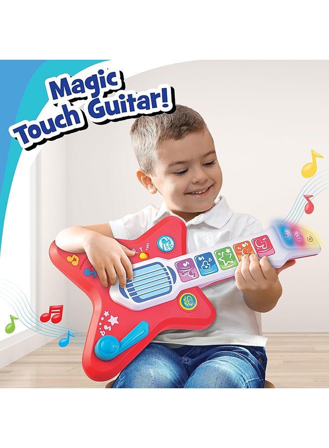 Happy Kids جيتار لمسة السحر ليتل ليرنرز، لعبة موسيقية مضيئة للأطفال مع تحكم في الصوت، آلة موسيقية حساسة للمس للأطفال، 3 أوضاع للعب، هدايا ألعاب للأطفال من 12 18 24 شهر، 1 2 3 سنوات للأولاد والبنات - Image 2