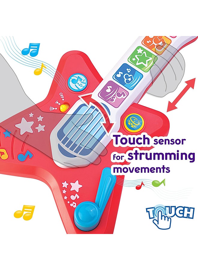 Happy Kids جيتار لمسة السحر ليتل ليرنرز، لعبة موسيقية مضيئة للأطفال مع تحكم في الصوت، آلة موسيقية حساسة للمس للأطفال، 3 أوضاع للعب، هدايا ألعاب للأطفال من 12 18 24 شهر، 1 2 3 سنوات للأولاد والبنات - Image 3