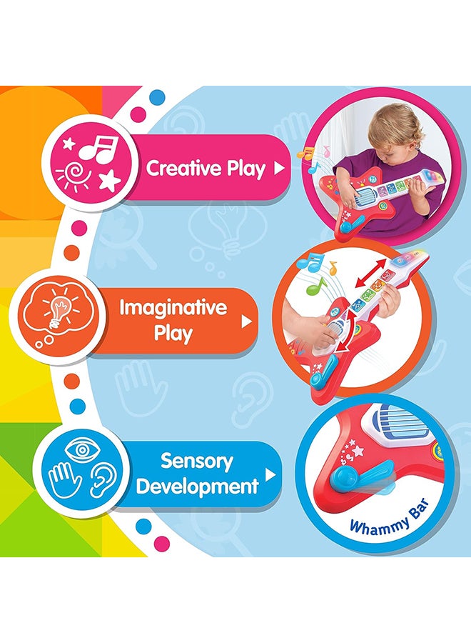 Happy Kids جيتار لمسة السحر ليتل ليرنرز، لعبة موسيقية مضيئة للأطفال مع تحكم في الصوت، آلة موسيقية حساسة للمس للأطفال، 3 أوضاع للعب، هدايا ألعاب للأطفال من 12 18 24 شهر، 1 2 3 سنوات للأولاد والبنات - Image 4