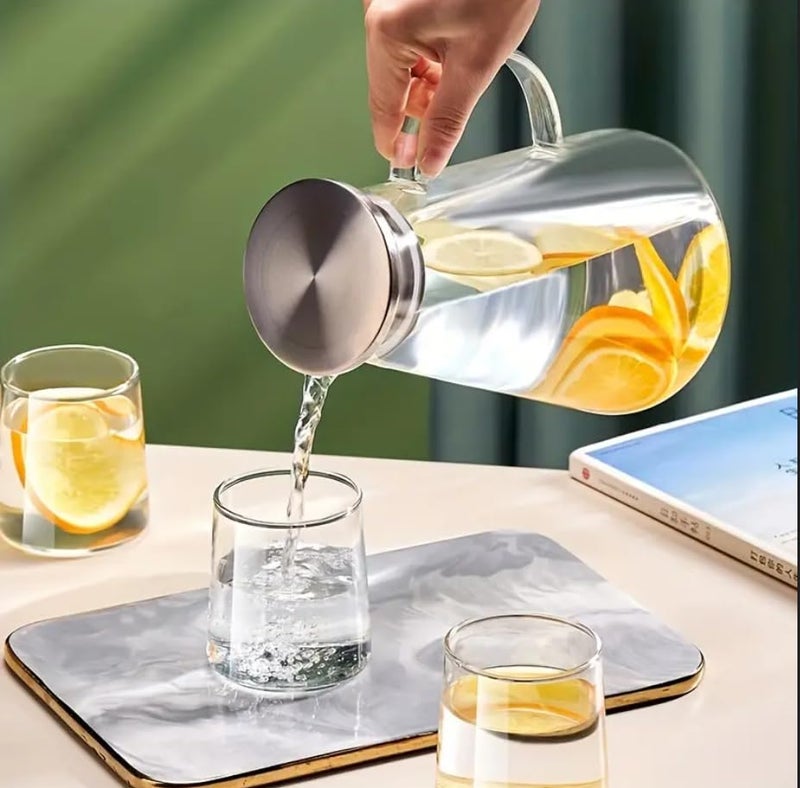 Mevanta Premium Water and Juice Glass & Borosilicate Glass Jug Set Combo [6 Piece Glass 280 ML & 1 Piece Jug 2 Liter] Transparent Pitcher Set for Dining Table, Home & Restaurant,Party (MTS - 03) - Image 5