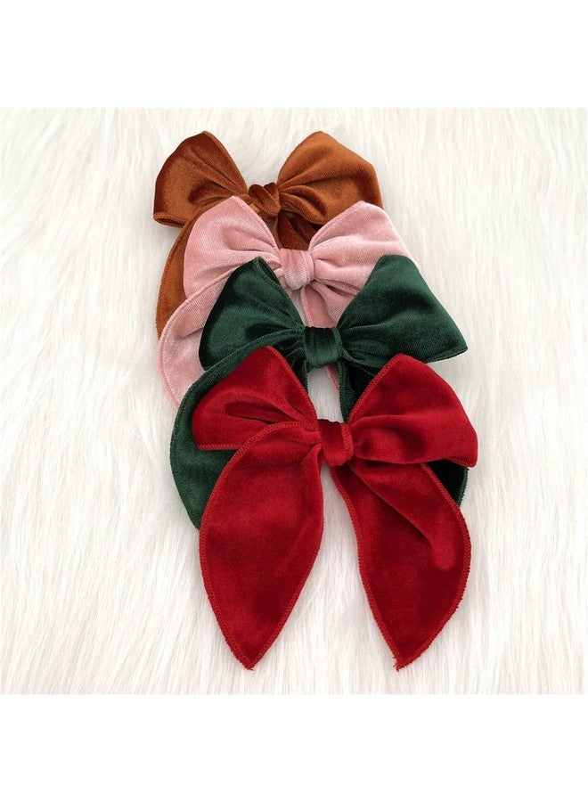 Sugarmelon Large Velvet Fable Bow Hair Clips Barrettes for Baby Girl Velvet Hair Bows Alligator Clip for Little Girls Toddler Kids Teens Women (Large 12 PCS) - Image 4