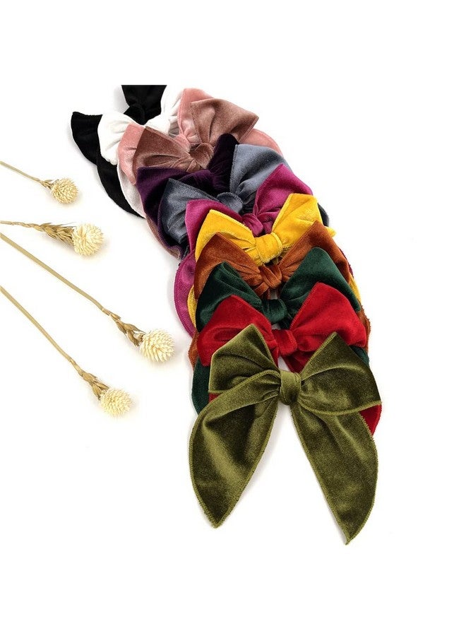 Sugarmelon Large Velvet Fable Bow Hair Clips Barrettes for Baby Girl Velvet Hair Bows Alligator Clip for Little Girls Toddler Kids Teens Women (Large 12 PCS) - Image 2