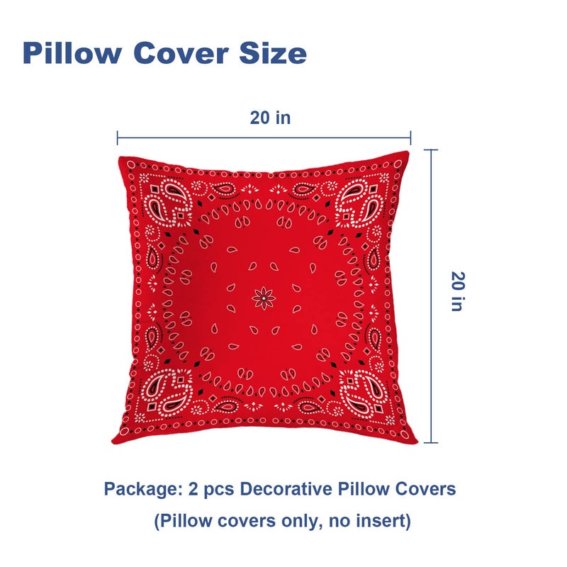 Batmerry Red Black Decorative Pillow Covers  20 x 20 Inch Colorful Border Red Paisley Double Sided Throw Pillow Covers Sofa Cushion Cover Square 20 Inches(Set of 2) - Image 5