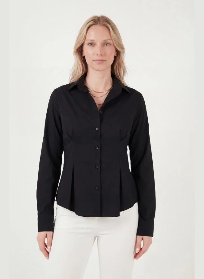 Lela  Lela Waist-Cut Pleated Cotton Blend Fitted Shirt Women's SHIRT 6778275 for Women | Best Price UAE