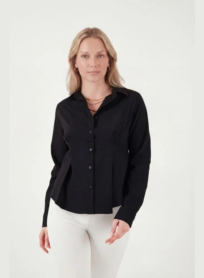 Lela Lela Waist-Cut Pleated Cotton Blend Fitted Shirt Women's SHIRT 6778275