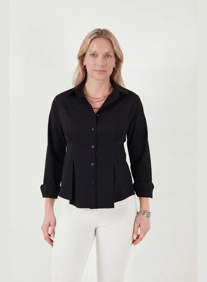 Lela  Lela Waist-Cut Pleated Cotton Blend Fitted Shirt Women's SHIRT 6778275 for Women | Best Price UAE