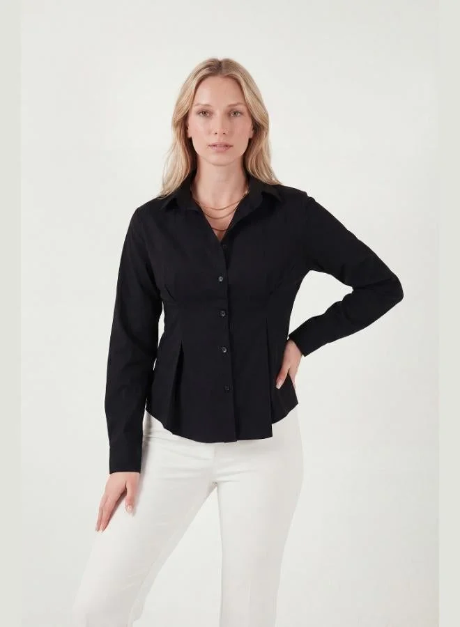 Lela  Lela Waist-Cut Pleated Cotton Blend Fitted Shirt Women's SHIRT 6778275 for Women | Best Price UAE