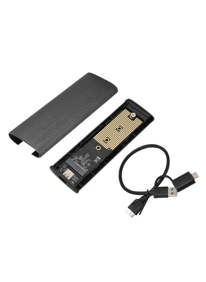 Thoraya M.2 Nvme PCIE/NGFF SATA dual protocol solid state drive enclosure Type-C portable aluminum alloy hard drive enclosure USB3.2 Gen2 high speed 10Gbps transmission with USB3.0+Type-C double-headed data cable black  - Image 1