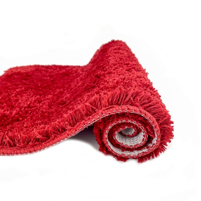 SHAGGY BATHROOM RUGS NONSLIP CHENILLE BATH MAT FOR BATHROOM MICROFIBER WATER ABSORBENT SOFT BATHROOM MATS SHOWER MAT MACHINE WASHABLE BATH RUG FOR KIDS SHOWER TUB16 X 24RED