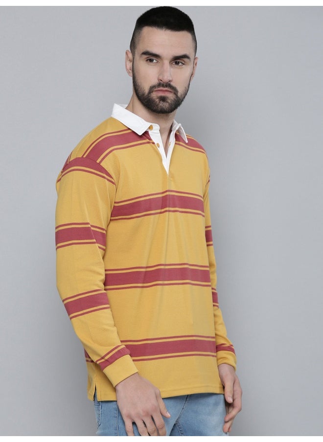 Mens Auto Striped Polo Neck Full Sleeve Yellow and Red Cotton Oversized T-Shirt - pzsku/ZC593D1AF232C6EDD5B58Z/45/_/1729517133/fa96fbaa-e864-44e0-ae30-9ba7dbc08abc