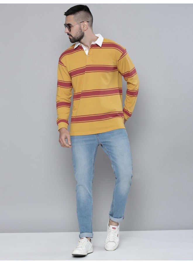 Mens Auto Striped Polo Neck Full Sleeve Yellow and Red Cotton Oversized T-Shirt - pzsku/ZC593D1AF232C6EDD5B58Z/45/_/1729517134/39acb04b-6153-4597-afb4-ceffa1b273e3