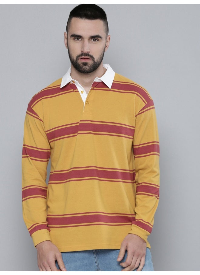 Mens Auto Striped Polo Neck Full Sleeve Yellow and Red Cotton Oversized T-Shirt - pzsku/ZC593D1AF232C6EDD5B58Z/45/_/1729517134/cfa59460-d566-4ab0-bd3b-4573fb8fa60c