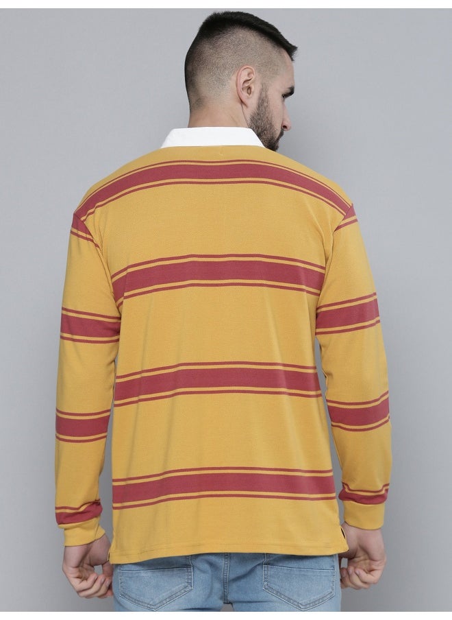 Mens Auto Striped Polo Neck Full Sleeve Yellow and Red Cotton Oversized T-Shirt - pzsku/ZC593D1AF232C6EDD5B58Z/45/_/1729517250/c5919a18-4378-4d45-b729-4a1d62a09073