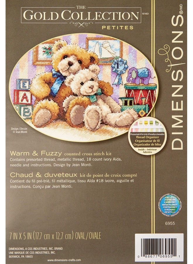 Dimensions Gold Collection Counted Cross Stitch Kit, Warm and Fuzzy Teddy Bears, 18 Count Ivory Aida, 5'' x 7'' - Image 1