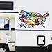 Tuxihapp Car RV State Travel USA Map Sticker Decal Waterproof Vinyl Camper Trailer America Road Trip Sticker Fun Auto Exterior Decoration Accessory for Window Door Wall Colorful - Image 2