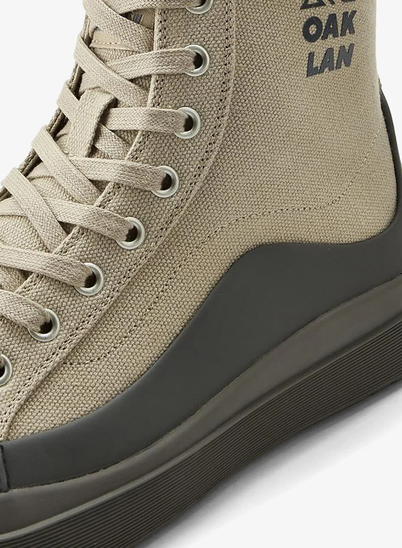 Oaklan By Shoexpress GREY Men Lace-Up Canvas Sneakers for Men | Best Price UAE