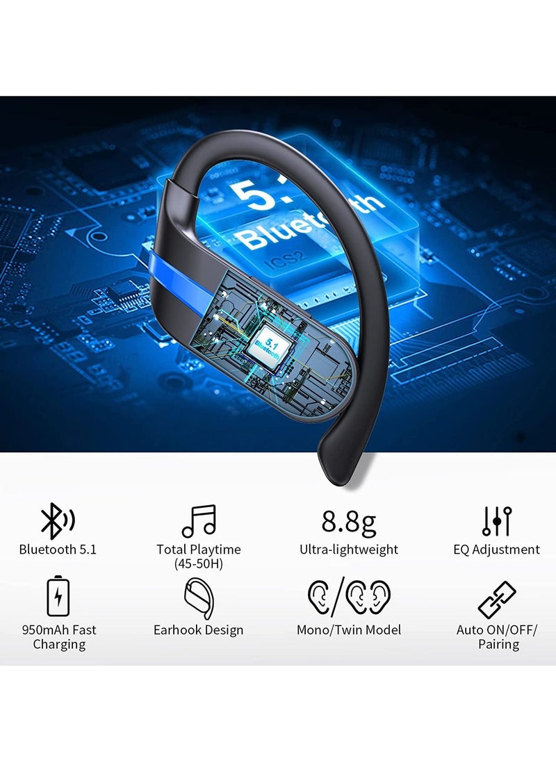 Wireless Earbuds Bluetooth 5.1 Headphones Sport Wireless Earphones in Ear Noise Cancelling Earbuds with Mic Earhooks IP7 Waterproof USB-C 40H Playtime  - Image 3