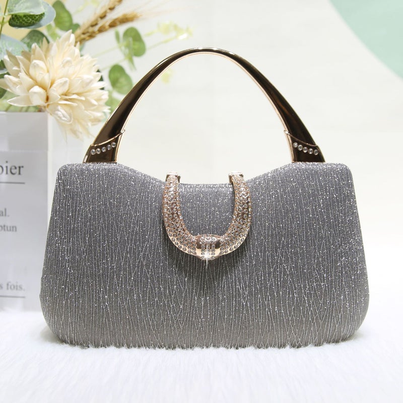 New Large-Capacity Fashionable Fine Glitter Texture Portable Dinner Bag Banquet Bag Celebrity Clutch Bag Dress Matchinging - Image 5
