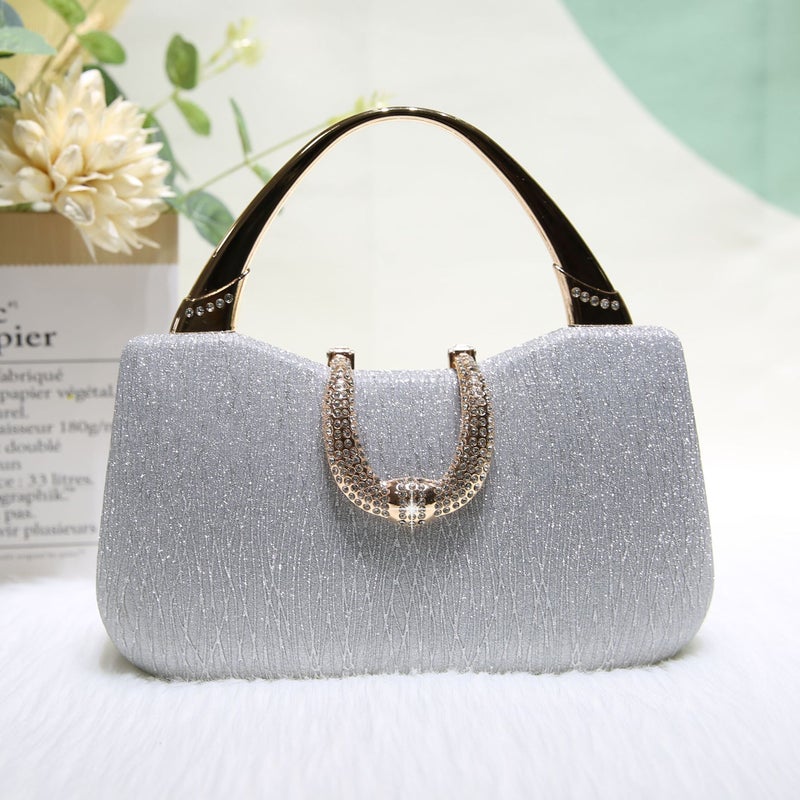 New Large-Capacity Fashionable Fine Glitter Texture Portable Dinner Bag Banquet Bag Celebrity Clutch Bag Dress Matchinging - Image 1