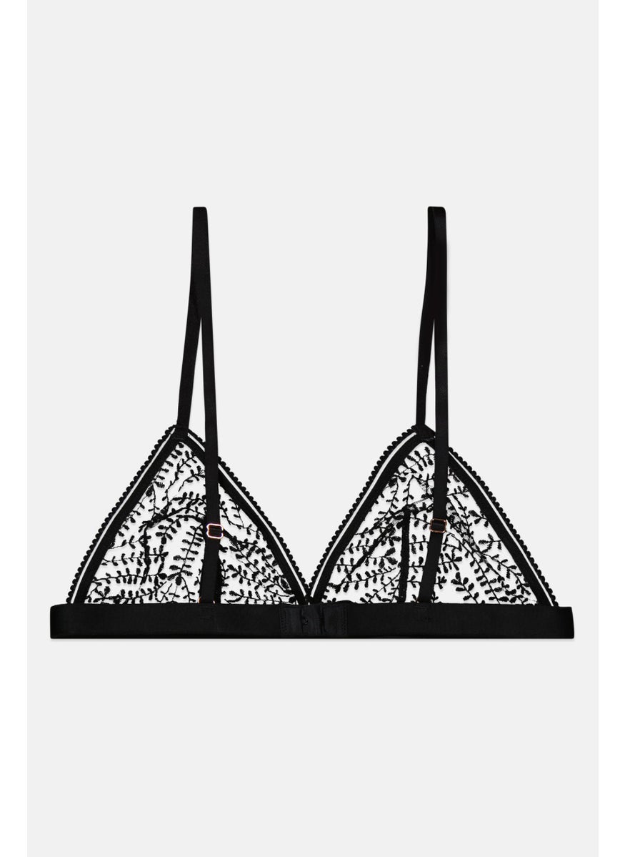 Etam Women Non Padded Lace Bra, Black  - Image 2