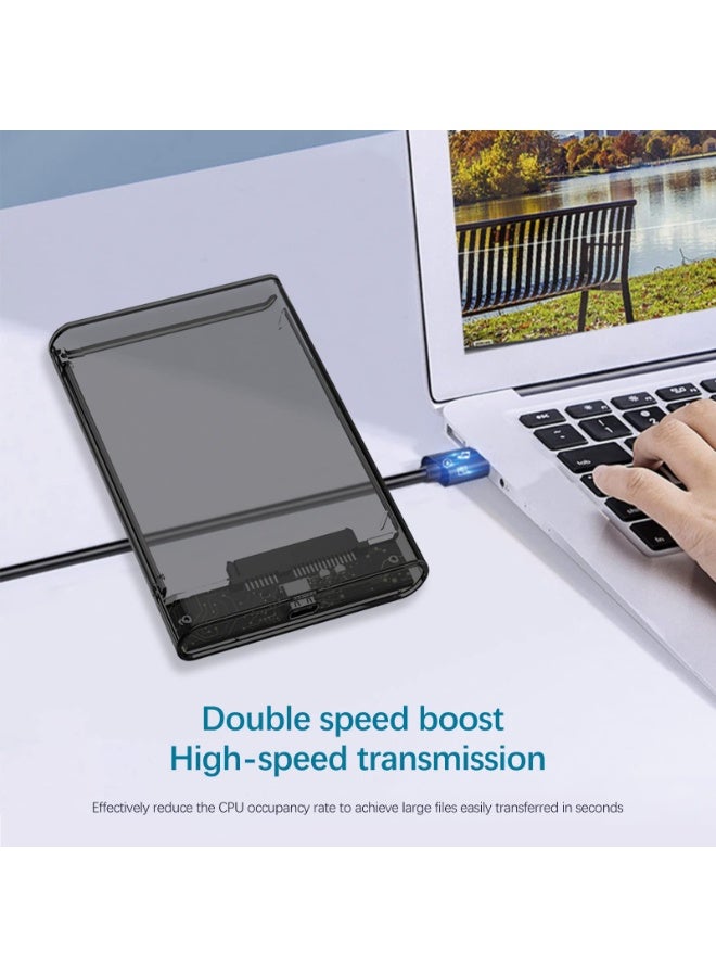 Chabeia 2.5" Hard Drive Enclosure, Wansurs 6Gbps USB 3.1 Gen 1 to SATA III Tool-Free SSD Hard Drive Enclosure for 2.5 inch 7mm/9.5mm SATA HDD & SSD (Dark Transparent) - Image 5