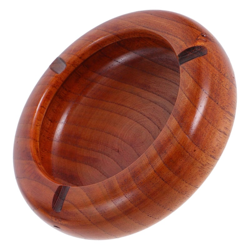 مطفأة سجائر خشبية كلاسيكية بتصميم مزود بأخدود سهلة التنظيف قاعدة مستقيمة لون بني فاتح - Image 2