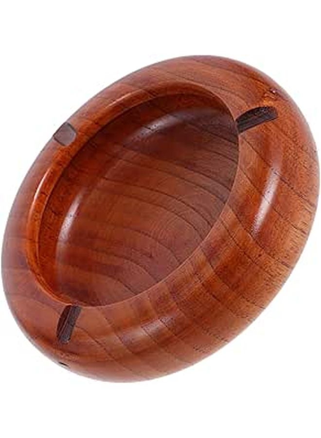 مطفأة سجائر خشبية كلاسيكية بتصميم مزود بأخدود سهلة التنظيف قاعدة مستقيمة لون بني فاتح - Image 1