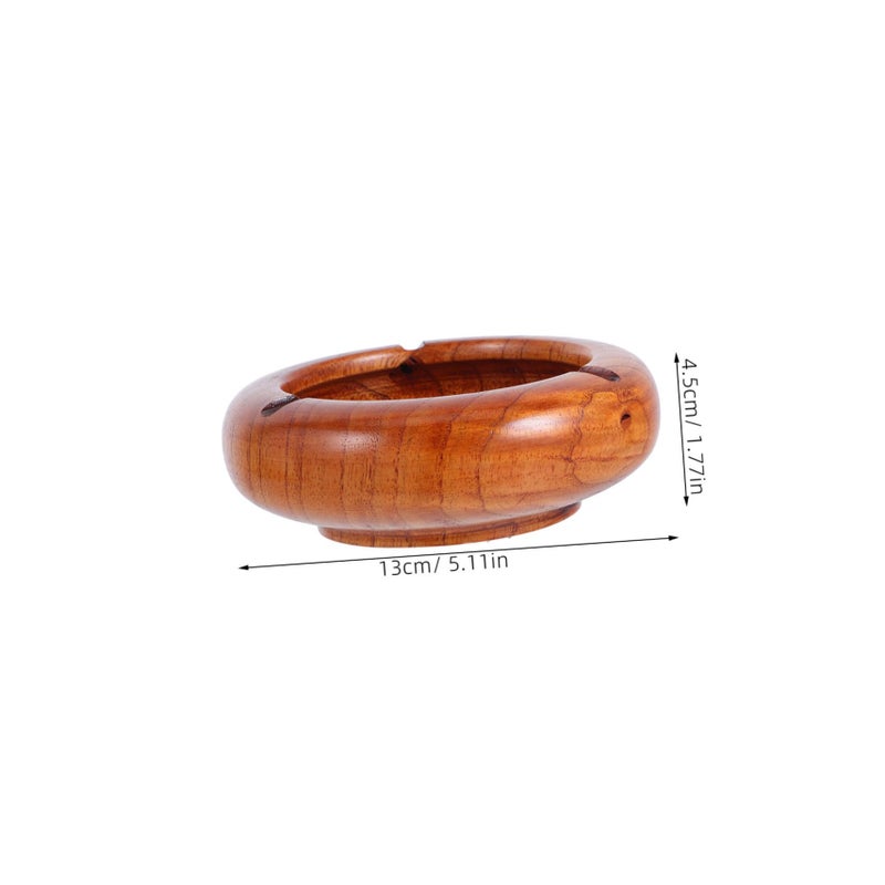 مطفأة سجائر خشبية كلاسيكية بتصميم مزود بأخدود سهلة التنظيف قاعدة مستقيمة لون بني فاتح - Image 3