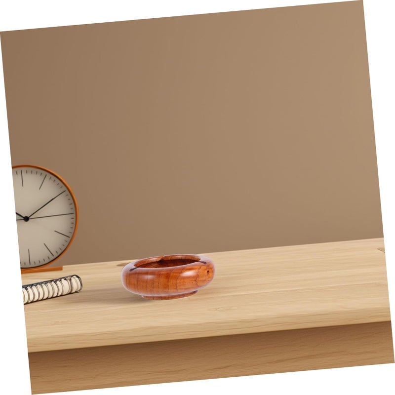 مطفأة سجائر خشبية كلاسيكية بتصميم مزود بأخدود سهلة التنظيف قاعدة مستقيمة لون بني فاتح - Image 5