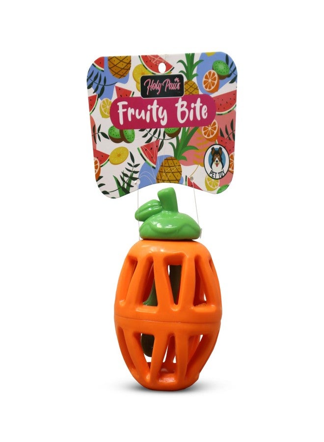 Plushmate x Holy Paws Fruity Bite Dog Treat Dispenser Chew Toy (Orange) for Small Medium Dogs | 2 in 1 Dog Toy | 100% Natural Non-Toxic Rubber | Play, FET - Image 1