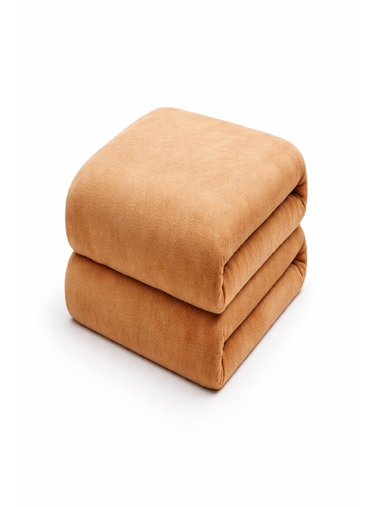 DORMICO Fleece Blanket 200x240 cm Microfiber Soft Warm Lightweight Plain Double Bed Blanket Brown - Image 3