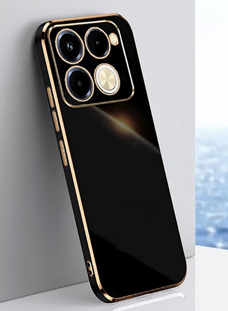 Compatible with Infinix Note 40 Pro/Pro+ 5G phone case, smooth gold chrome, black Thin, smooth shock-proof Full protection Infinix Note 40 Pro/Pro+ 5G phone case - Black - Image 1
