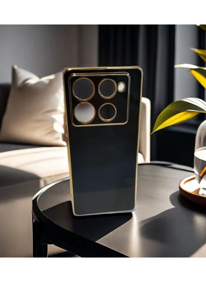 Compatible with Infinix Note 40 Pro/Pro+ 5G phone case, smooth gold chrome, black Thin, smooth shock-proof Full protection Infinix Note 40 Pro/Pro+ 5G phone case - Black - Image 5