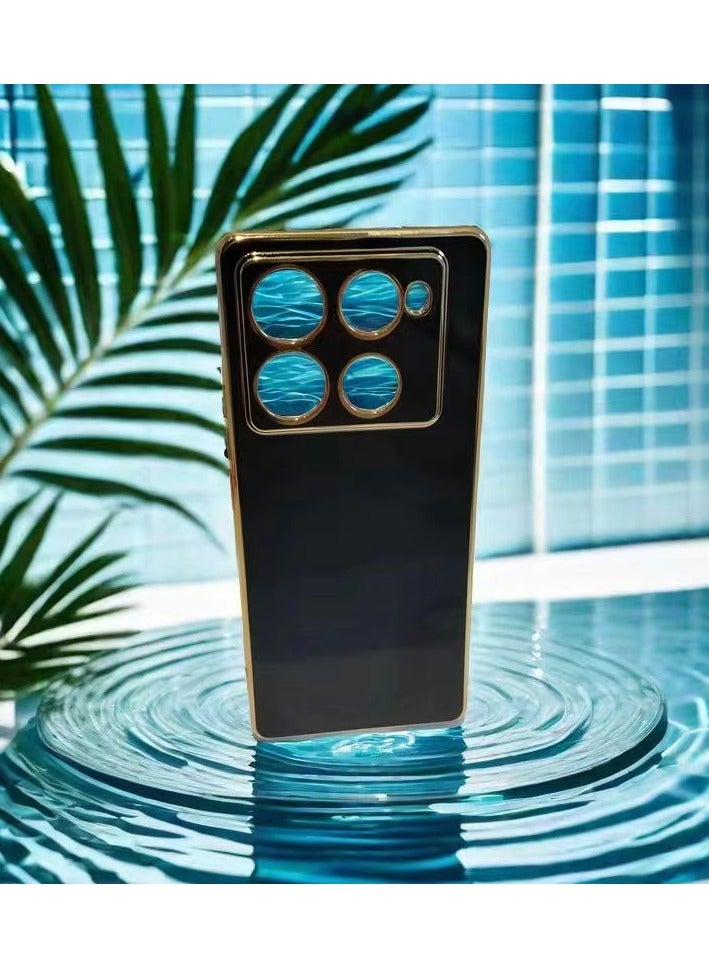 Compatible with Infinix Note 40 Pro/Pro+ 5G phone case, smooth gold chrome, black Thin, smooth shock-proof Full protection Infinix Note 40 Pro/Pro+ 5G phone case - Black - Image 4