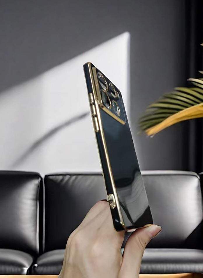 Compatible with Infinix Note 40 Pro/Pro+ 5G phone case, smooth gold chrome, black Thin, smooth shock-proof Full protection Infinix Note 40 Pro/Pro+ 5G phone case - Black - Image 2