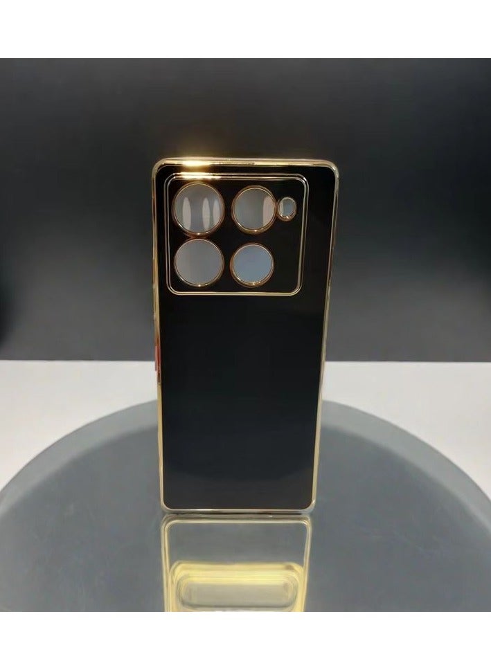 Compatible with Infinix Note 40 Pro/Pro+ 5G phone case, smooth gold chrome, black Thin, smooth shock-proof Full protection Infinix Note 40 Pro/Pro+ 5G phone case - Black - Image 3